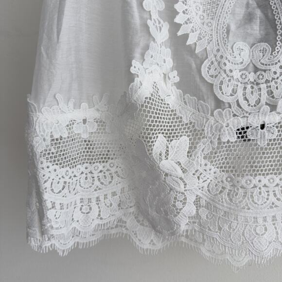 Rich Radi Q's Top Womens Large White Lace Embroidered Tank Vest Boho Elegant - Picture 3 of 16